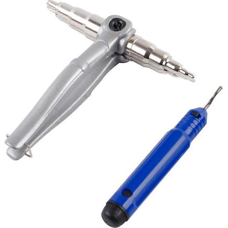 Élargisseur de tube manuel pour tubes en cuivre de 6 à 22 mm (1/4 à 7/8 pouce) avec racleur d'ébavurage. Outil d'élargissement manuel pour systèmes CVC. (1/5)