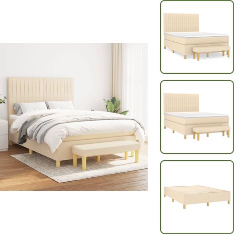 Boxspringbett mit Matratze Creme 140x200 cm Stoff - Boxspringbett - Doppelbett - Cremefarbenes Bett - Bettsofa - Schlafsystem (1/5)
