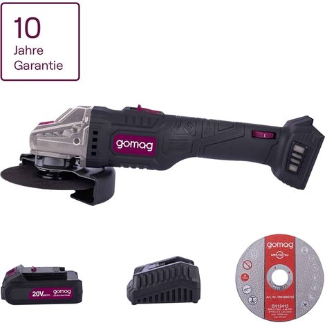 Gomag Akku Winkelschleifer GO-WS125 20V Ø125mm Starterkit Trennscheiben Set (1/5)