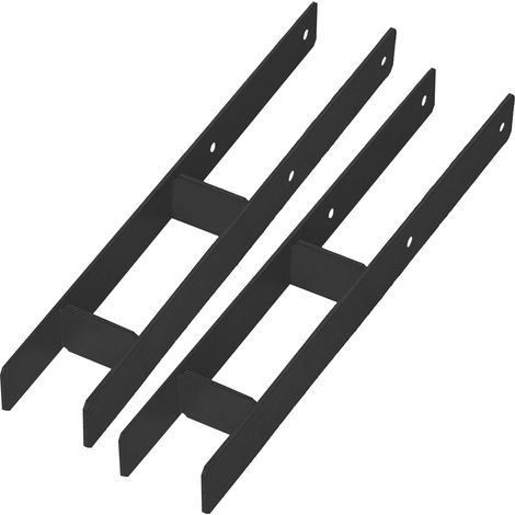 KOTARBAU® Base per palo a H per installazione a parete, staffa di ancoraggio in acciaio zincato nero, 80 mm, set da 2