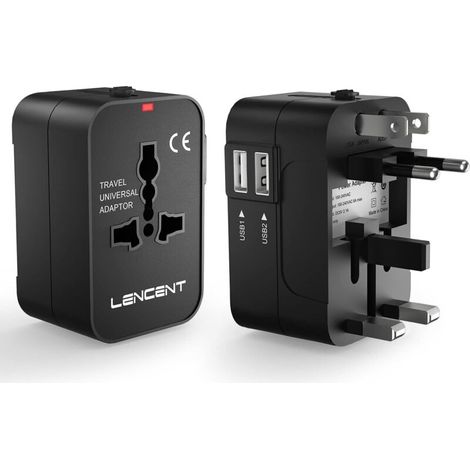 Universeller Reiseadapter mit 2 USB-Anschlüssen110-240V NetzsteckdoseKompatibel mit Großbritannien, USA, EU und AustralienGleichzeitiges Laden von Geräten
