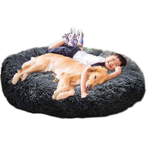 XXL Lit pour chien orthopédique rond lavable mousse à mémoire de forme antistress gris