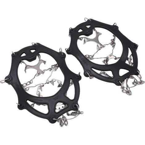 2 Crampons d'Escalade 12 Pointes en Acier Inoxydable, Semelles Antidérapantes pour Chaussures de Neige Taille L Noir (1/5)