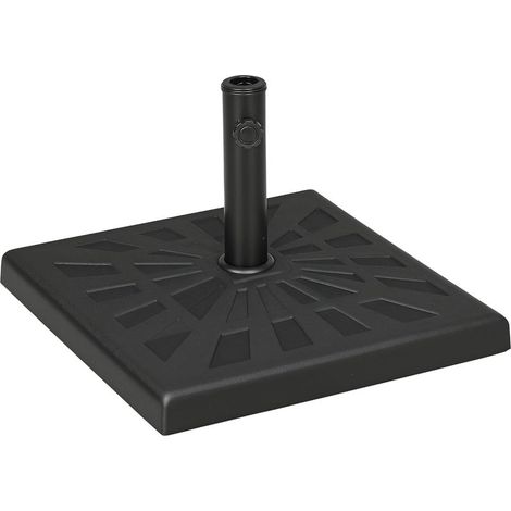 Pied de Parasol 19 kg en Polyrésine, Socle Parasol Extérieur Carré 51 cm pour Mâts de Ø 32/38/48 mm, Base de Parasol pour Jardin Patio Terrasse, Noir (1/5)