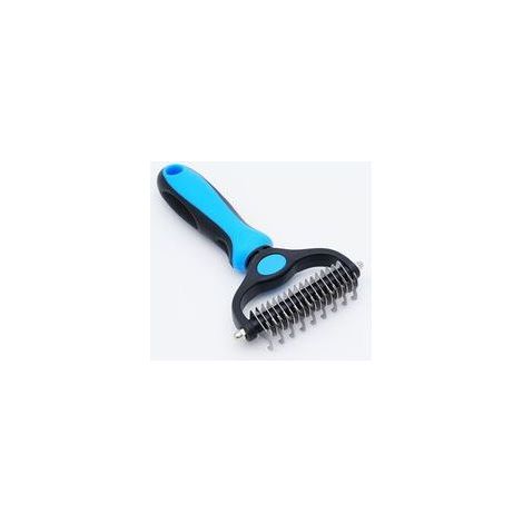 Brosse double – Peigne pour animaux – Brosse pour chats et chiens – Usage universel – Bleu (1/5)
