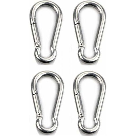 4-pack heavy-duty 304 stainless steel snap hooks with 8 mm thickness, dog clip closure, snap hook, (1/4)