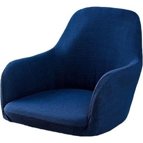 Restaurant Office Elastic Chair Cover, All-inclusive Dining Chair Cover with Armrests, Leather Curved Chair Cover (Blue) (1/5)