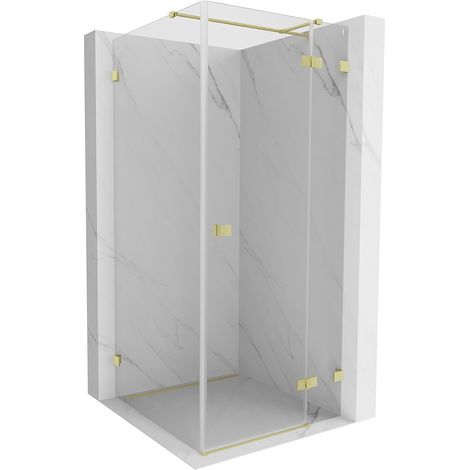 Cabine de douche pivotante droite Mexen Lunar T 120 x 120 cm, transparent, doré brossé - 834T-120-120-55-00-P (1/3)
