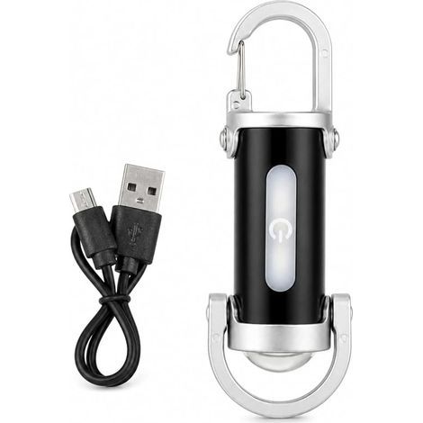 Mini Flashlight Keyring, Rechargeable LED Flashlight with 7 Lighting Modes, 1200 Lumens Bright with Hook, Compact Emergency Light for Outdoor, Camping, Home, Car - SOS (1/5)