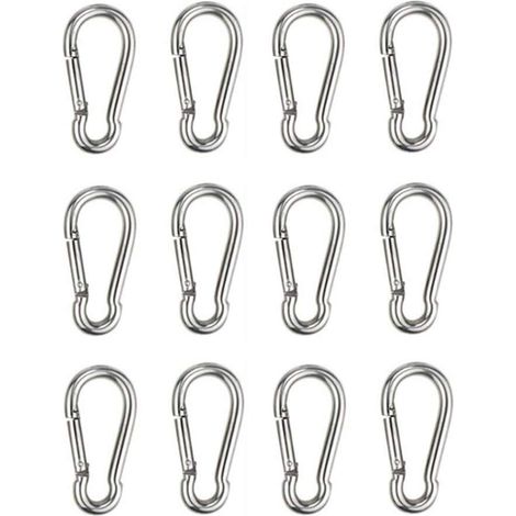Lot de 12 mousquetons de fixation pour usage intensif, sports, cadenas, balançoire (1/5)
