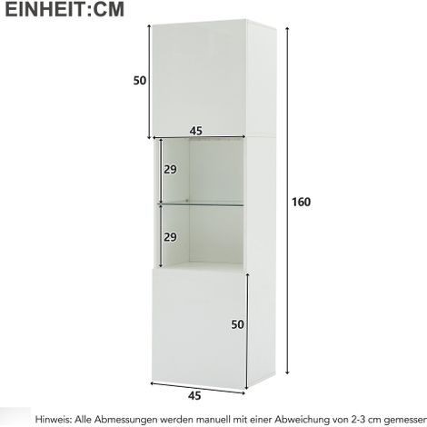 Vitrine blanche brillante – 45 x 35 x 160 cm, portes vitrées, armoire indépendante – Luminosité et modernité (1/5)