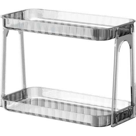 Étagère Cosmétique Transparente 2 Niveaux Démontable pour Coiffeuse - Organisateur de Maquillage Moderne en PET - Blanc Transparent (1/5)