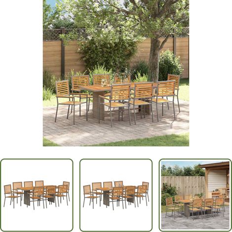 Gartenstuhl - Garten Essgruppe 9 pcs Grau und Braun Poly-Rattan (1/5)