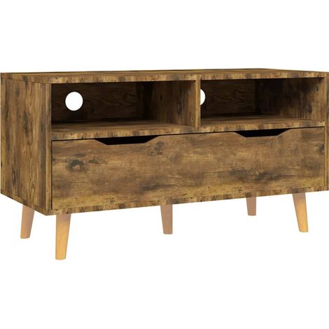 Mobile TV multimediale scaffale per televisione televisore buffet sala da pranzo soggiorno camera da letto rovere affumicato 90 x 40 x 48,5 cm derivati del legno marrone 020027405