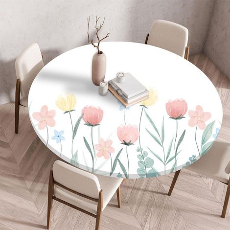 Abwaschbare Tischdecke rund 70cm, wasserdicht, mit Gummiband, für Garten & Restaurant