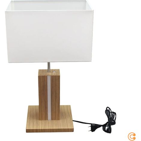 [NEUWERTIG] B-Ware Just Light Tischleuchte Amanda Holzoptik Zwei Lichtquellen Schalter E27 Led 48cm