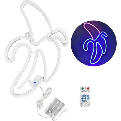 Lumière Néon LED Multicolore Banane Décoration Murale Restaurant Familial Vacances Tête Rose, Peau Bleue (1/5)