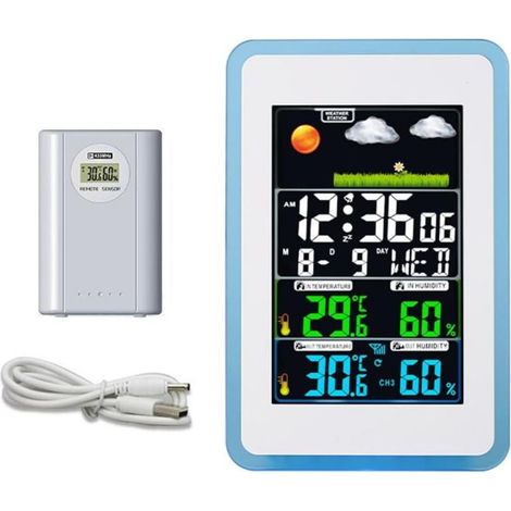 YMYNY Station Meteo Interieur Exterieur Sans Fil,Station Météo Sans Fil,Thermomètre Hygromètre Baromètre Intérieure Extérieure avec Capteur LED Ecran Rétro-éclairage Horloge 10 Fonctions en Une (1/5)