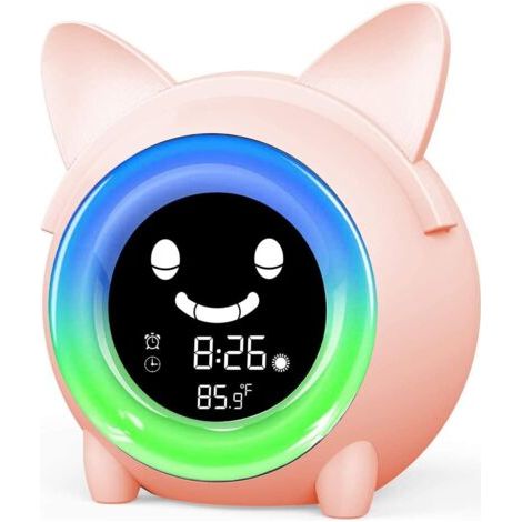 Réveils pour enfants, réveils mignons, réveils d'entraînement au sommeil pour enfants, veilleuses, enregistreurs de sieste, horloges de bureau pour chambres de filles, rose (1/5)
