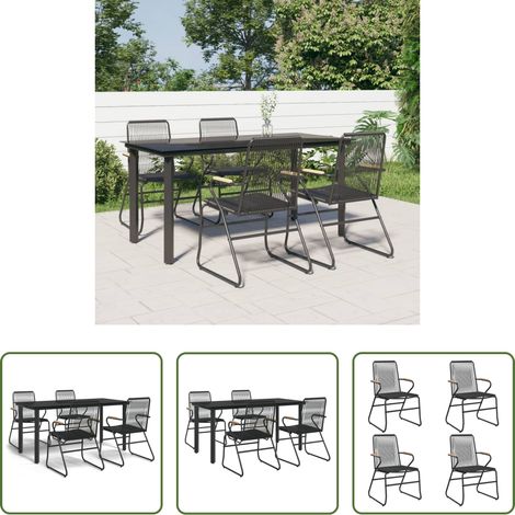 Salle à manger extérieure - Ensemble à manger de jardin 5 pcs Noir Rotin PVC (1/5)