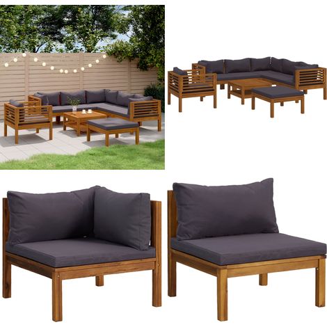 Salon de jardin 8 pcs avec coussin Bois d'acacia solide - salon de jardin -  salon de jardin en bois - Home & Living (1/5)