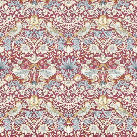 William Morris Design Strawberry Thief Wallpaper Plum Cream Paste The Wall (1/4)