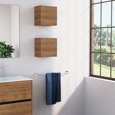Inda - Pensile bagno con anta SX 30x30 cm - Rovere castano (1/3)