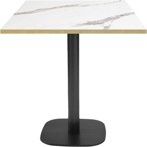 Table 70 x 70 cm - modèle Round marbre blanc chants laiton