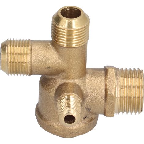 Composants de remplacement de Valve de compresseur d'air, accessoire de contrôle à Double tuyau en laiton à 4 voies 10x16x 16x20.5mm / 0.4x0.6x0.6x0.8in (1/5)