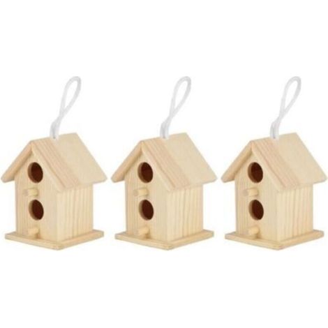 Casetta per uccelli in legno atossico, set da 3 pezzi, resistente all'umidità per rondini (1/3)