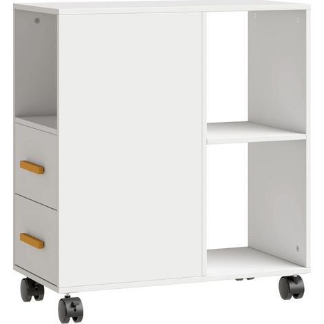 CHICFURN mueble para impresora con ruedas 60 x 30 x 65 cm blanco, 2 cajones (1/5)