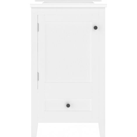 Meuble de salle de bain sur pied 51 x 46 x 85 cm avec vasque, meuble vasque, finition laquée intégrale, étagère de porte, tiroir silencieux grande capacité, étagère réglable, vasque en céramique, blan