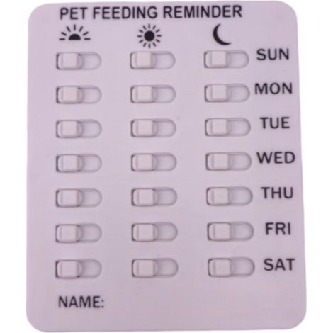 Rappel pour l'alimentation des animaux - Carte en plastique pour la nourriture et les médicaments à la maison, suivi des repas et des doses, blanche, 12 cm x 10 cm x 1 cm (1/5)