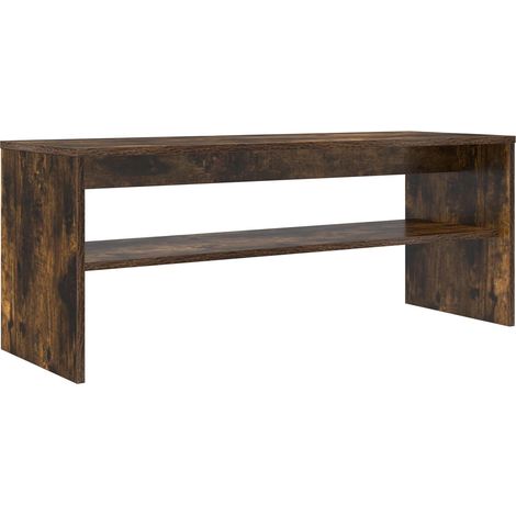 Mobile porta TV rettangolare moderno con pratico ripiano 100 x 35 x 40 cm in legno di rovere affumicato 020058357