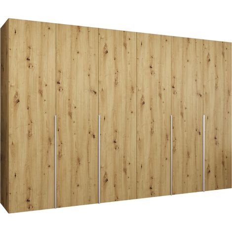 Armoire Hartford 539, Chêne Artisan, 202x300x52cm, Portes d'armoire: Avec des charnières, Nombre d'étagères: 0 (1/5)