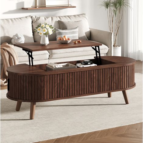 Tavolino da caffè sollevabile 120 x 50 x 39,5 cm con vano nascosto noce (1/5)
