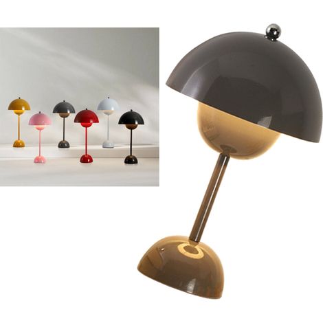Lampe de table LED minimaliste à intensité variable pour bars, chambres, restaurants, coin lecture, prise murale (3 couleurs d'éclairage et interrupteur à bouton), grise (1/5)