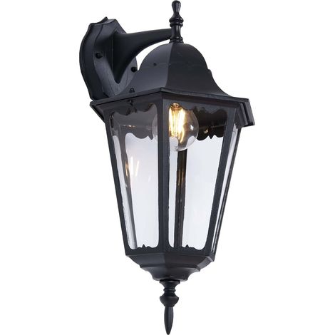 Applique murale classique pour l'extérieur Noir/doré rustique Métal/verre Culot E27 IP44 Noir (1/5)