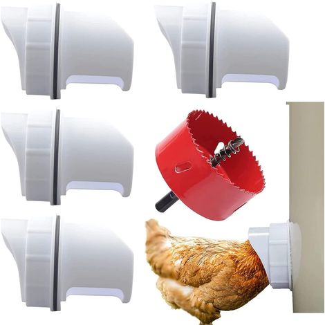 Abreuvoir et mangeoire pour basse-cour et poulailler 4 tétines Mangeoire à Poulet et scie Cloche Automatique Distributeur de Nourriture pour volaille Résistant à la Pluie en Plastique Accessoire Poula (1/5)