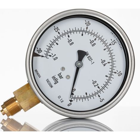 Manomètre RS PRO à 0bar, Ø cadran 100mm ( Prix pour 1 )