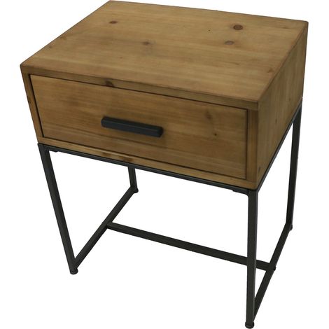 Mobiletto in Legno e metallo con cassetto, per arredo da interno da 50 x 37 x h 60 cm