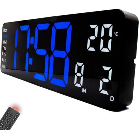 Horloge Digitale Murale Opis Clock 1 XL - L' Horloge Numérique Murale LED Géante avec Température et Affichage Lumineux en Bleu-Blanc (1/5)