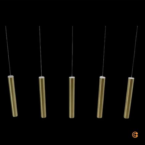[GEBRAUCHT] B-Ware Fabas Luce Led Hängeleuchte Pendelleuchte Prado Gold 5 Flammig Linear Dimmbar
