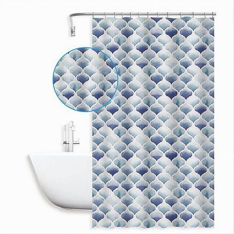 Trade Shop - DUSCHVORHANG BADEZIMMER MAROKKANISCHER QUADRIFOGLIO-MUSTER 180X200 CM 12 HAKEN 87597 - (1/3)
