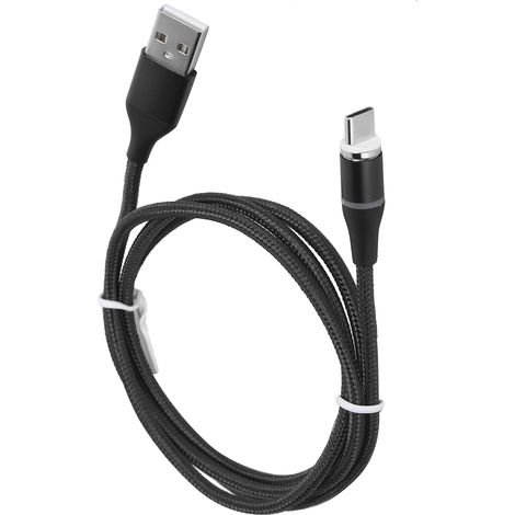 5A 3-in-1 Magnetkabel aus geflochtenem Nylon für schnelles Laden von iPhone/Android (USB-C/Micro-USB) – Schwarz (1/5)