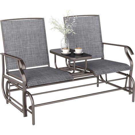 Outsunny 2 Seater Rocker Double Rocking Chair Lounger Outdoor Garden Furniture Grey (1/5)