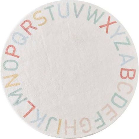 1 Tapis de jeu rond, lettres alphabet, coton doux antidérapant, chambre enfant