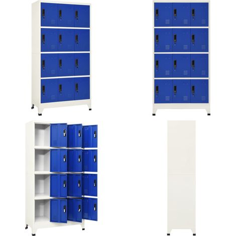 Armoire à casiers Gris et bleu 90x45x180 cm Acier - Armoire À Casiers - Meuble De Rangement - Armoire Métallique - Armoire Scolaire - Armoire De Bureau - Home & Living (1/5)