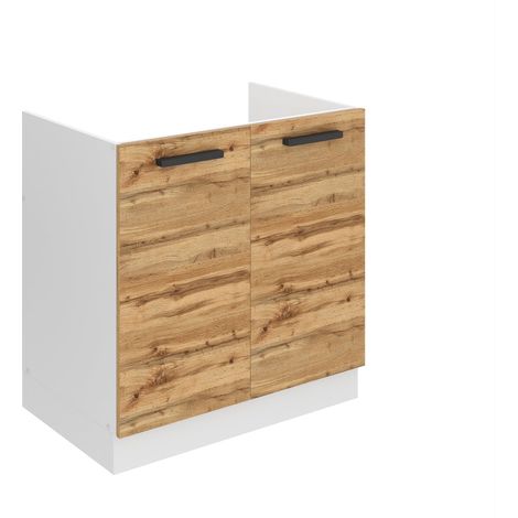 BELINI Meuble Cuisine Bas sans Plan de Travail SDZ I Meubles de Cuisine - Taille: 51,6 x 80 x 82 cm I Meuble sous Evier - 2 Portes I Couleur : chêne wotan