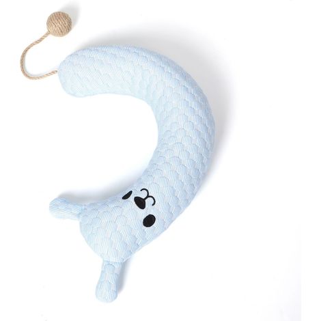 Coussin en U pour Chat en Soie Glacée Rafraîchissante, Coussin Respirant Apaisant avec Jouet Balle Intégrée, Modèle Bleu Glacier (1 Pièce)-lsw (1/2)